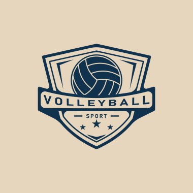 Voleybol spor hattı sanat logosu tasarımı minimalist, amblem voleybol rozet logosu illüstrasyon tasarımı