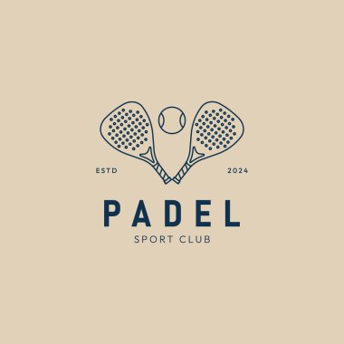 Padel tenis spor hattı sanat minimalist, ikon vektör illüstrasyon tasarımı