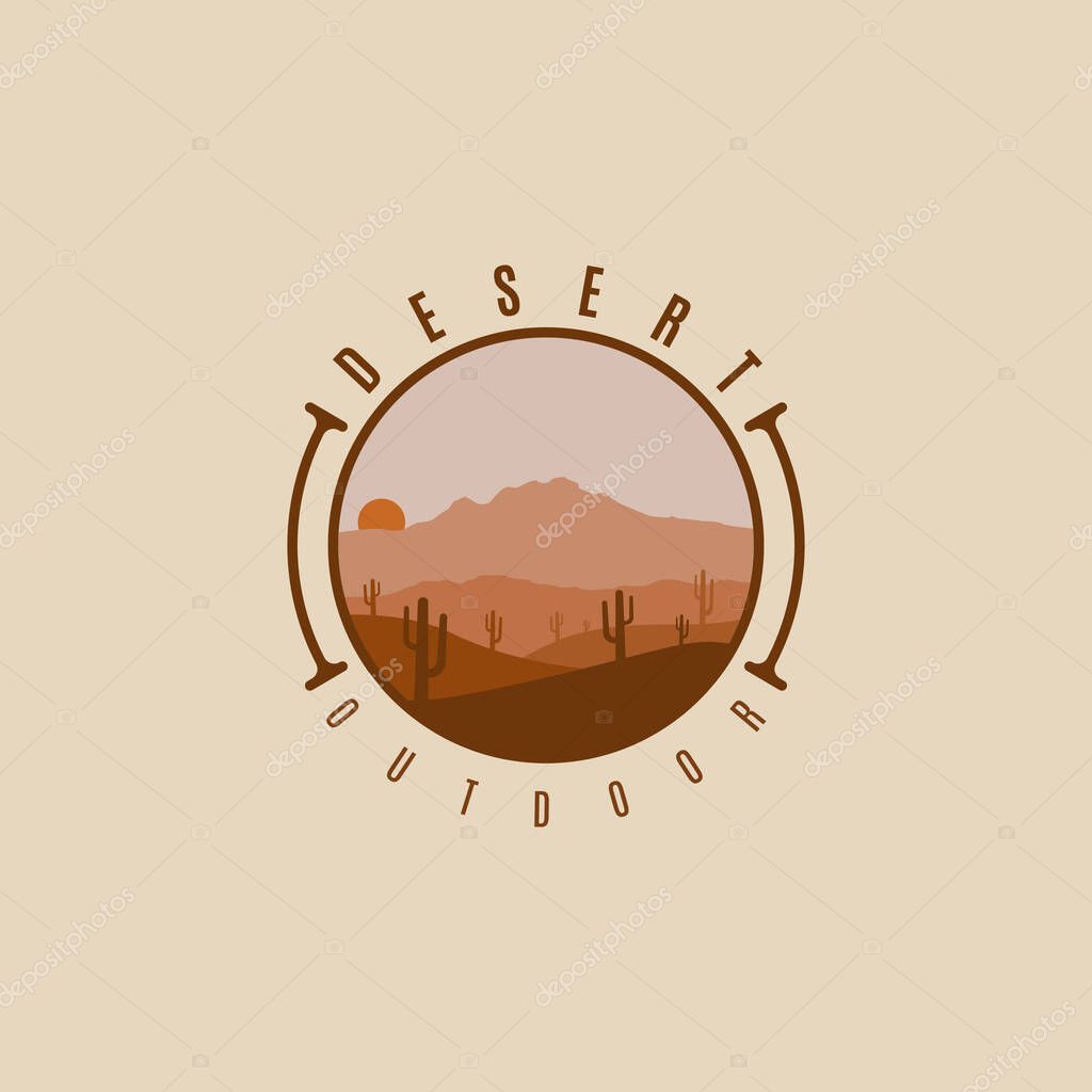 Desert and dunes logo template vector cactus logo mountain hill graphic vector illustration design