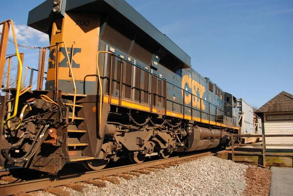 stock image A CSX trash train going through the Washington Grove Train Station in Gaithersburg MD.