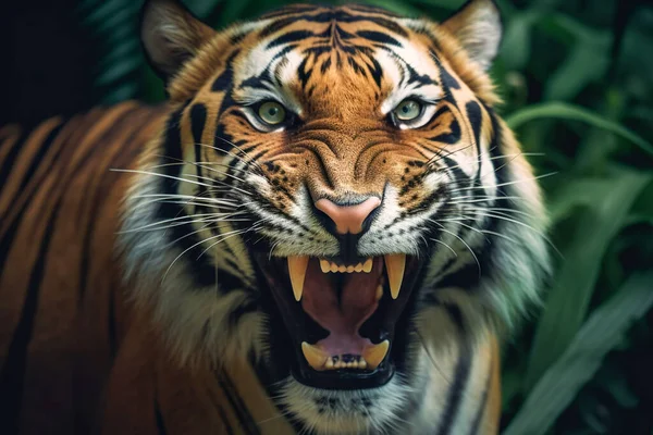 Ett Vackert Tigerporträtt Djungeln — Stockfoto