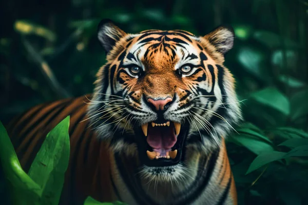 Krásný Tygří Portrét Džungli — Stock fotografie