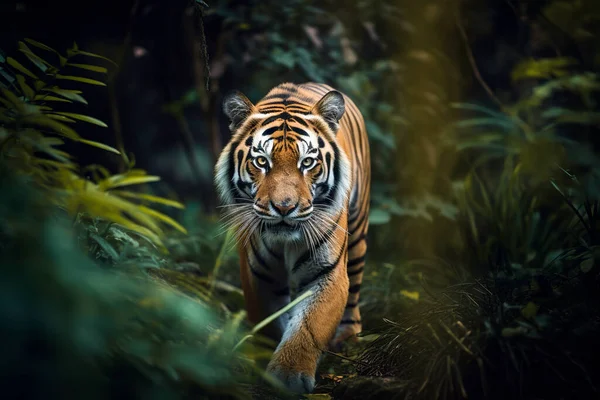 森林里的一幅美丽的虎像 — 图库照片