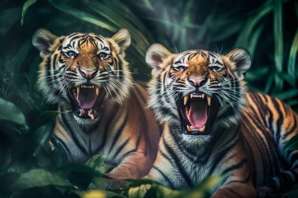 Manis Anak Harimau Potret Hutan — Stok Foto