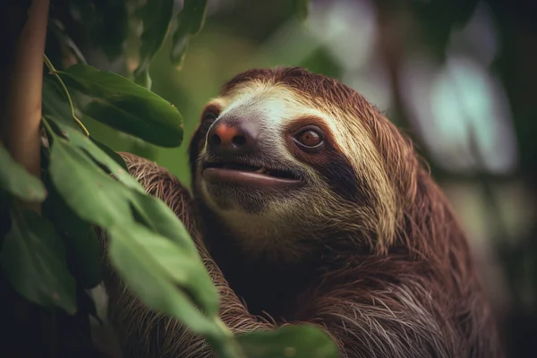 Sloth Hangs Tree — Stock Photo, Image