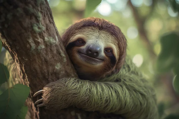 Sloth Hangs Tree Royalty Free Stock Photos