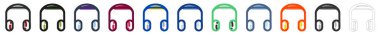 İzole edilmiş bir dış hatla basit, minimalist, düz çizgi simgesinin müzik koleksiyonu.