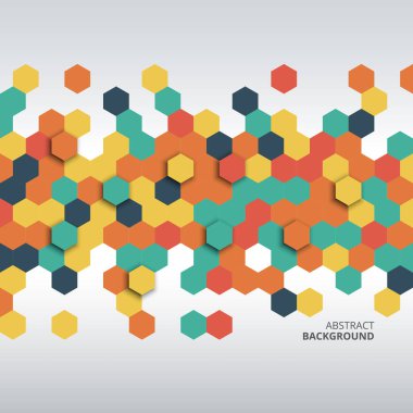 Soyut renkli arı kovanı altıgen arka plan simgesi. Bal peteği arıları kovan hücreleri desen işareti. Komik arı balı, pankart ya da duvar kağıdı için vektör simgelerini şekillendirir. Eğlenceli doku altıgen hücre işaretleri.