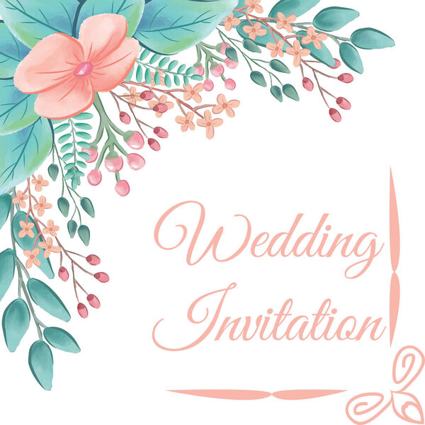 Beautiful weeding invitation card with rose design template