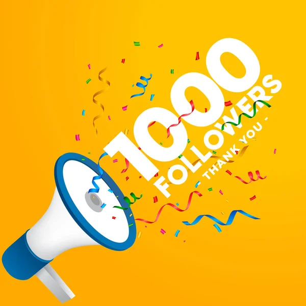 1000 Követői Köszönöm Háttér Konfetti — Stock Vector