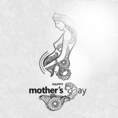 Anneler Günü tebrik kartı. Çiçekli güzel bir kadının portresi. Anneler Günün kutlu olsun.