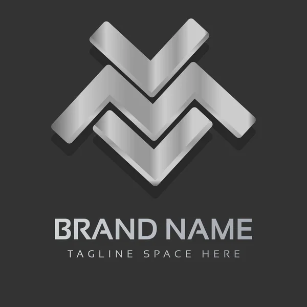 Icono Logotipo Letra Alfabeto Metálico Para Empresa Diseño Línea Plata — Vector de stock