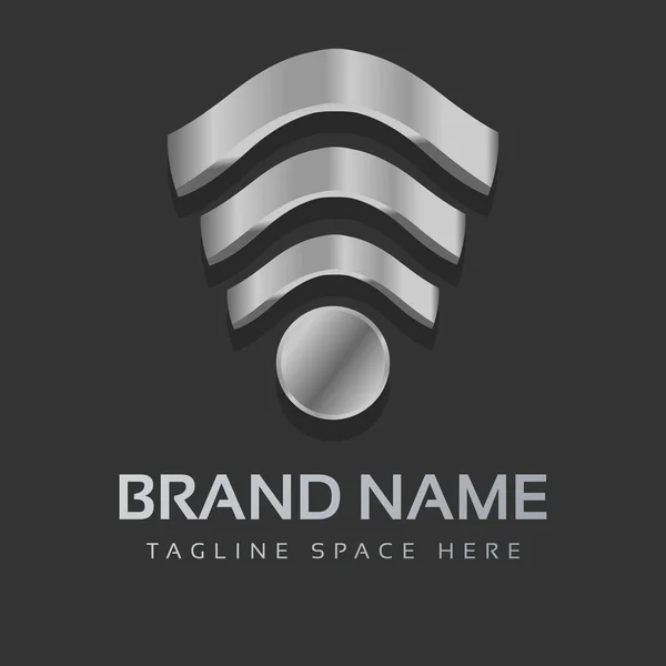 Resumen Metallic Premium Logo Design Símbolo Creativo Plata — Archivo Imágenes Vectoriales