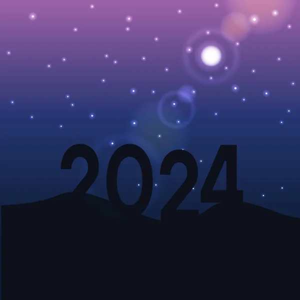 2024 Precipice Amazing Moon Night New Year Concept Symbol Starting — Stock Vector