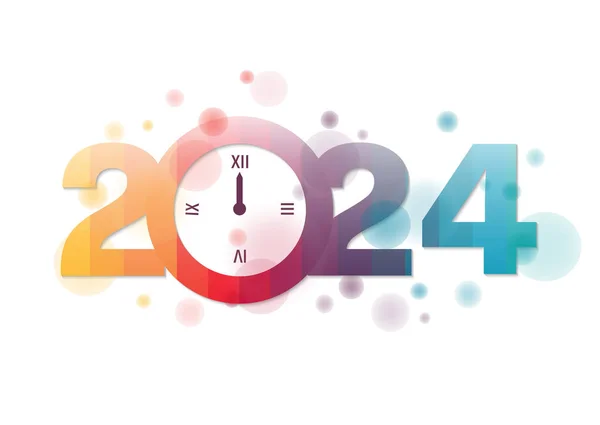Year 2024 New Year Greeting Clock Symbol Vector Illustration Isolated — Stock Vector