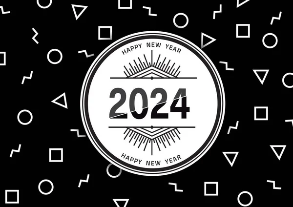 Modern Line Art 2024 Logo Design Vector Illustration Happy New — Stock Vector