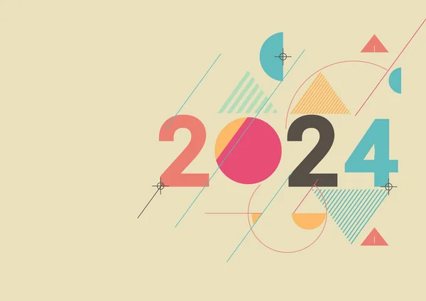 Happy New Year 2024 Greeting Banner Logo Design Illustration Creative — Stock Vector