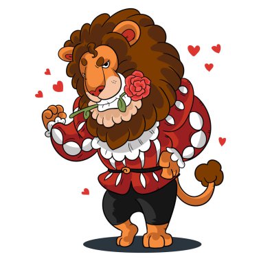 Sevimli Aslan çizgi film karakteri Aslan Sevgililer Günü 'nde Romantik Oluyor Aslan Romantik Oluyor