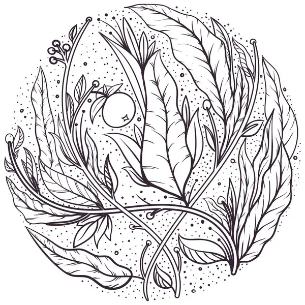 Çemberde çiçekler var. Vintage tarzında vektör dövmesi. İzole vektör illüstrasyonu. Dövme salonu logoları ve dövme makinesi beyaz arka planda izole edilmiş. Tasarım ögeleri, simgeler, rozetler ve pullar.