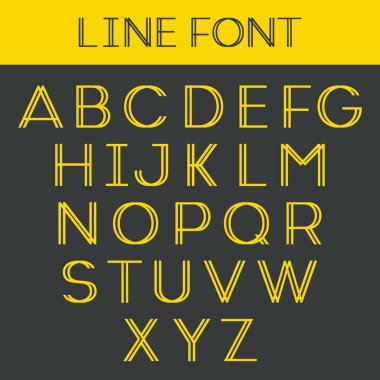 Modern Alfabe Harfleri ve Sayıları, İnce Çizgili Yazı Tipi, Paralel Biçimli, her harf için iki satır, Moda, Fütüristik, Teknoloji, Hediye Kurdelesi için Minimal Light Harfler