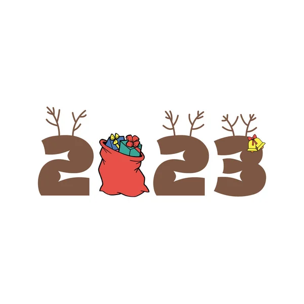 2023 Mutlu Yıllar logosu metin tasarımı. 2023 tasarım şablonu. 2023 yılının koleksiyonu. Mutlu yıllar. Beyaz arkaplanda siyah etiketli vektör illüstrasyonu.
