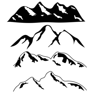 Dağlar vektör. İzole edilmiş vektör illüstrasyonunun dağ silueti. Dağların silueti.