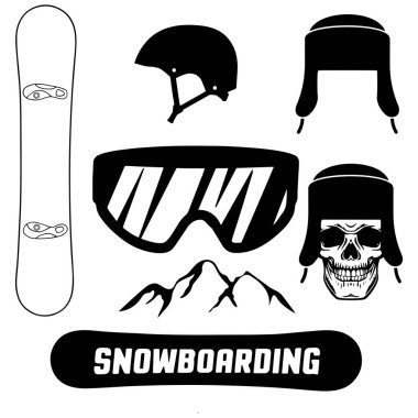Snowboard, miğfer, maske, gözlük, snowboard, şapka, dağ, kafatası.