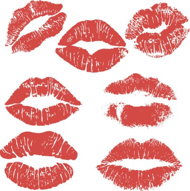 Kiss icon, Red lips silhouette set, SVG Vector