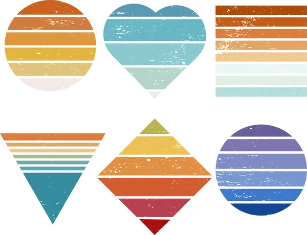 Retro Vintage Sunset Pack, retro Sunset grunge, whit different shape and color, SVG Vector