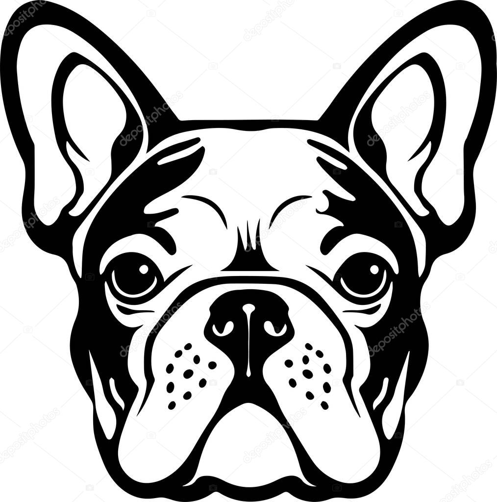 French bulldog face isolated on a white background, SVG, Vector, Illustration