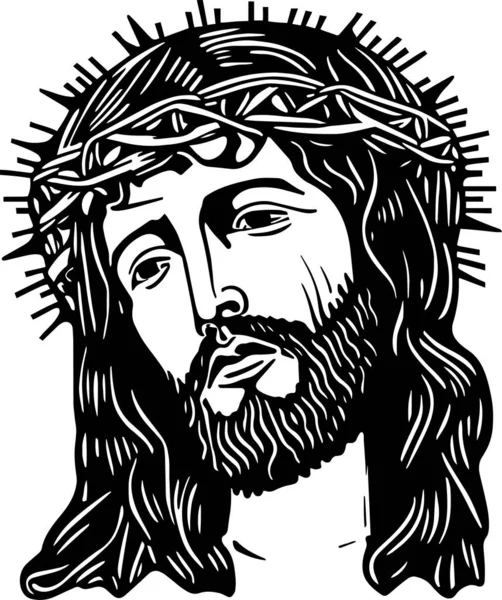 Иисус Векторной Иллюстрации Глава Иисуса Христа Терновом Венце Svg — стоковый вектор