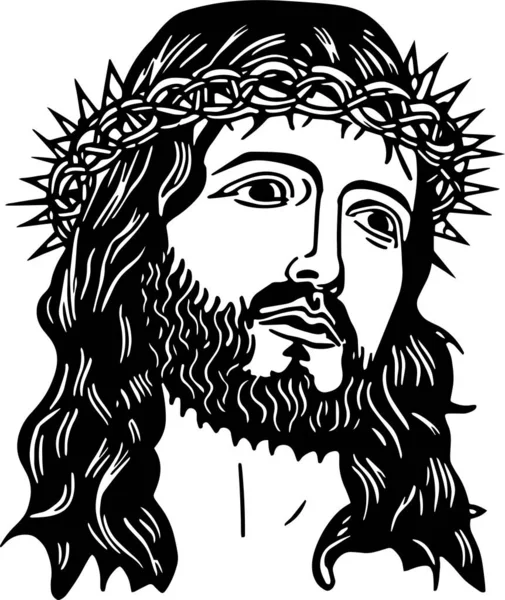 Gesù Una Corona Illustrazione Vettoriale Testa Gesù Cristo Che Indossa — Vettoriale Stock