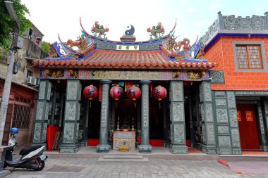 Tainan, Tayvan 'da Puji Tapınağı (süslü çatı oymaları ile Taoist bir tapınak)
