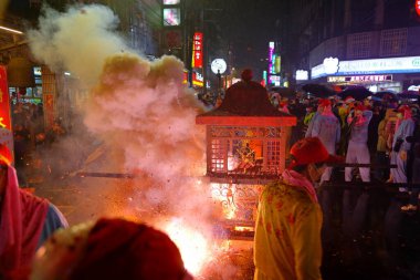 Taipei, Taiwan  February 5, 2023: the Earth God parade. The Earth God is believed to protect villages and homes.