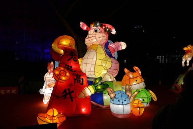 TAIPEI, TAIWAN- FEBRUARY 18, 2023: Beautiful Taiwan lantern festival in Taipei, a traditional Chinese new year lantern decoration in Taiwan.