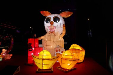 TAIPEI, TAIWAN- FEBRUARY 18, 2023: Beautiful Taiwan lantern festival in Taipei, a traditional Chinese new year lantern decoration in Taiwan.