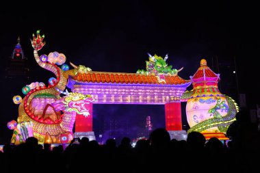 TAIPEI, TAIWAN- FEBRUARY 18, 2023: Beautiful Taiwan lantern festival in Taipei, a traditional Chinese new year lantern decoration in Taiwan.