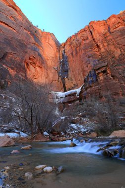 Zion Ulusal Parkı 'ndaki dağların manzarası, Springdale, Utah, ABD