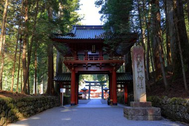 Nikko Futarasan jinja (8. yüzyıldan kalma Shinto türbesi) Japonya 'nın Nikko kentinde.