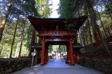 Nikko Futarasan jinja (8. yüzyıldan kalma Shinto türbesi) Japonya 'nın Nikko kentinde.
