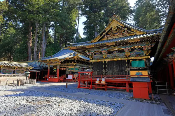 日本Nikko的Toshogu神龛 17世纪首座纪念霰弹枪并以五彩缤纷的建筑物为特色的神龛 — 图库照片