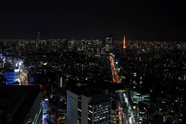 Tokyo, Japonya 'daki Shibuya' dan gece görüşü