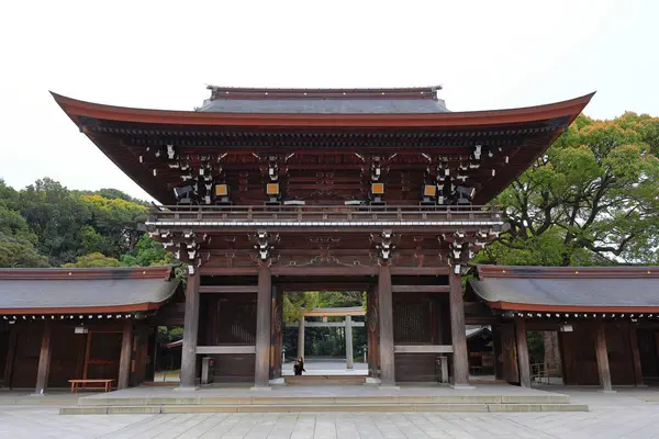 Meiji Jingu Santuario Sintoísta Rodeado Bosque Ciudad Shibuya Tokio Japón — Foto de Stock