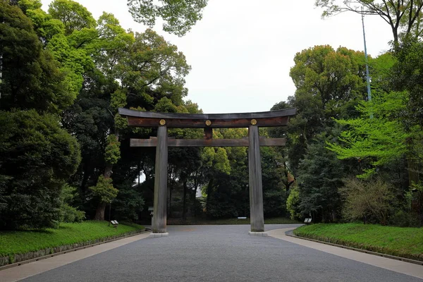 Meiji Jingu Santuário Xintoísta Cercado Por Floresta Cidade Shibuya Tóquio — Fotografia de Stock