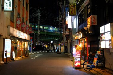  Tokyo, Japonya 'da neon ışıklı gece manzarası