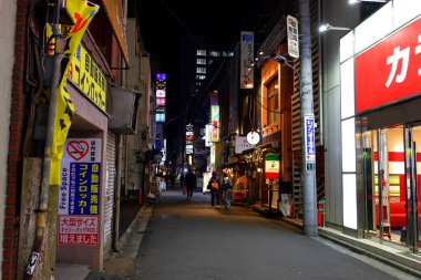  Tokyo, Japonya 'da neon ışıklı gece manzarası