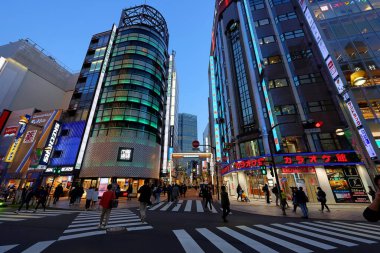 Tokyo, Japonya 'da neon ışıklı gece manzarası