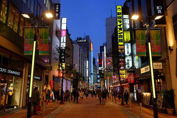 Nattutsikt Med Neonskyltar Centrala Tokyo Japan — Stockfoto