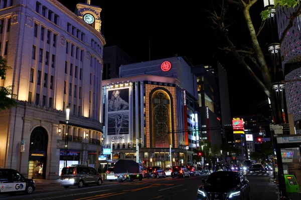 Vista Notturna Con Insegne Neon Nel Centro Tokyo Giappone — Foto Stock