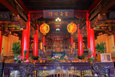 Güzel Taoist tapınağı (Dali tapınağı) Toucheng Kasabası, Tayvan 'da tarihi bir patikanın başlangıcında.